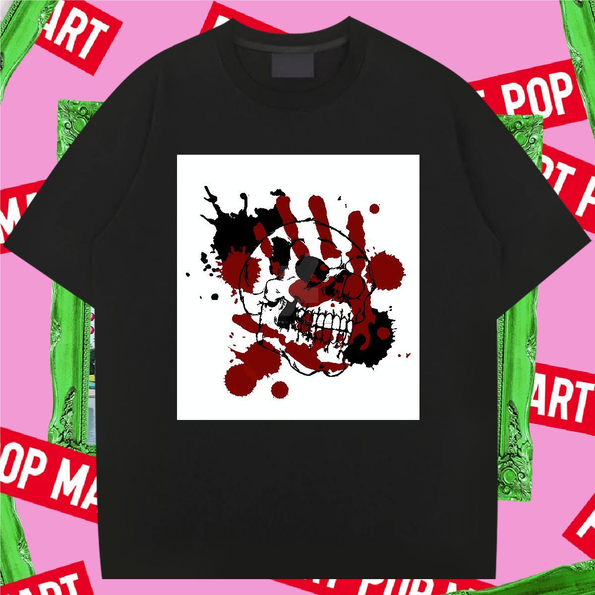 2024 Summer Men Tops Tees 230g 100% Cotton Sport scary Short Sleeve Soft T shirt Brand Plus Size Cartoon Tee Shirt
