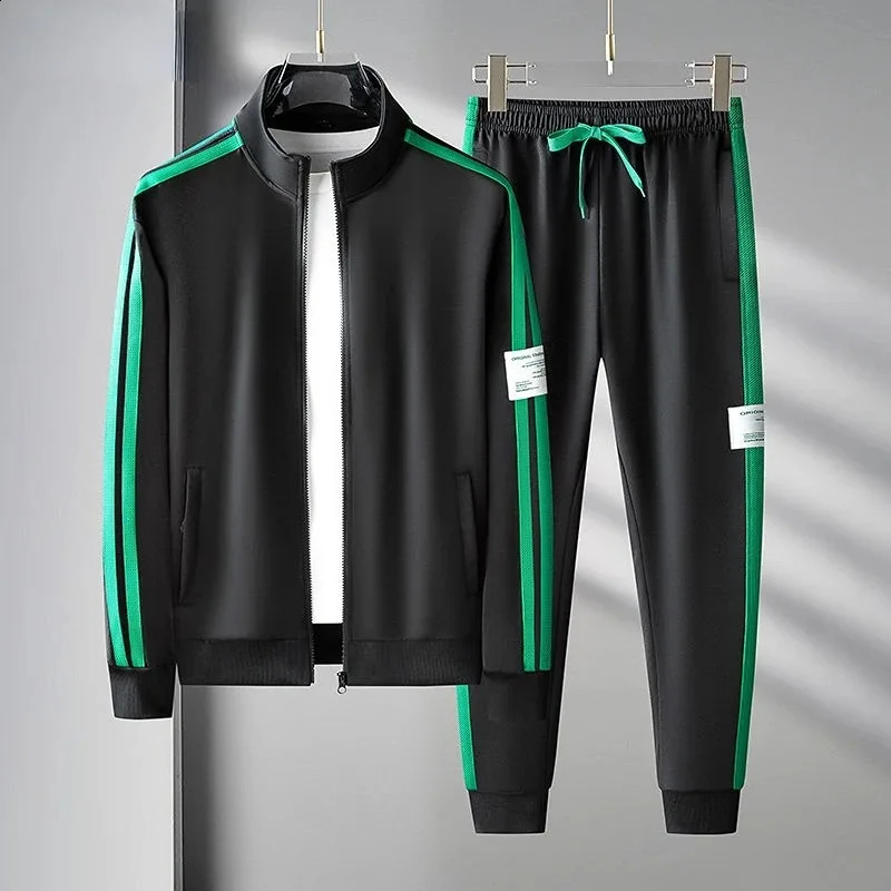 Men Sets Fashion Sporting Tracksuit Spring Zipper JacketsPants Suits 2 Pieces Sets Male Patchwork Slim Sportswear 4XL 240821