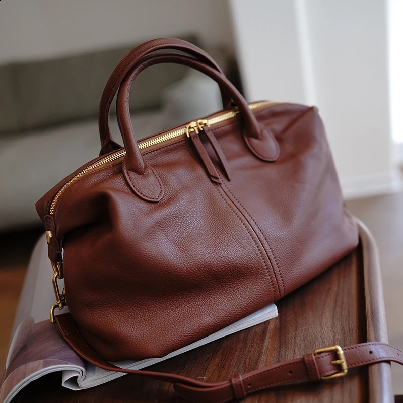 WOONAM unisex Exquisite Limited Grain Genuine Italy Nappa calf leather big Boston bag top handle lage handbag WB648 240820