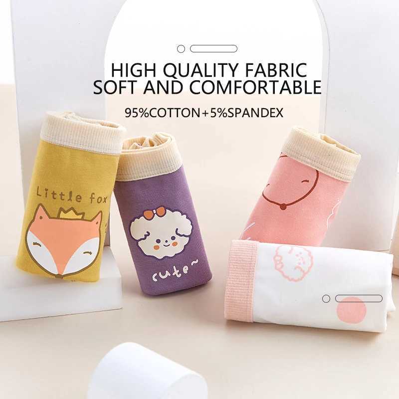 4PCS Girls Cotton Panties Summer Kid Thin Breathable Cartoon Briefs Young Children Underwears Toddler Antibacterial Knickers Y240821