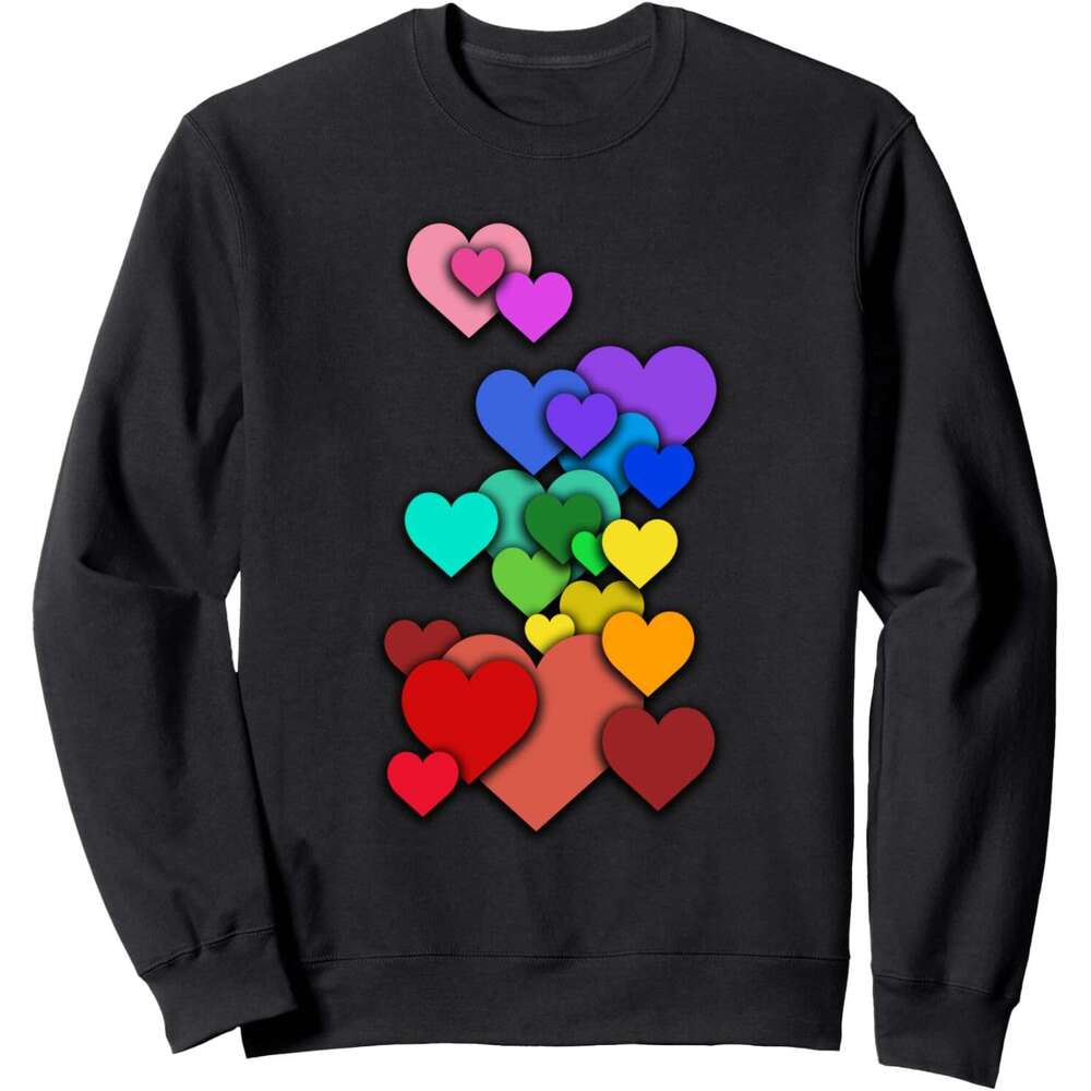 Long Sleeve Shirts for Men sweatshirt Colorful Heart Love Pride Equal Human Rights Gift Sweatshirt T shirt Tee Streetwear Casual tops clothes