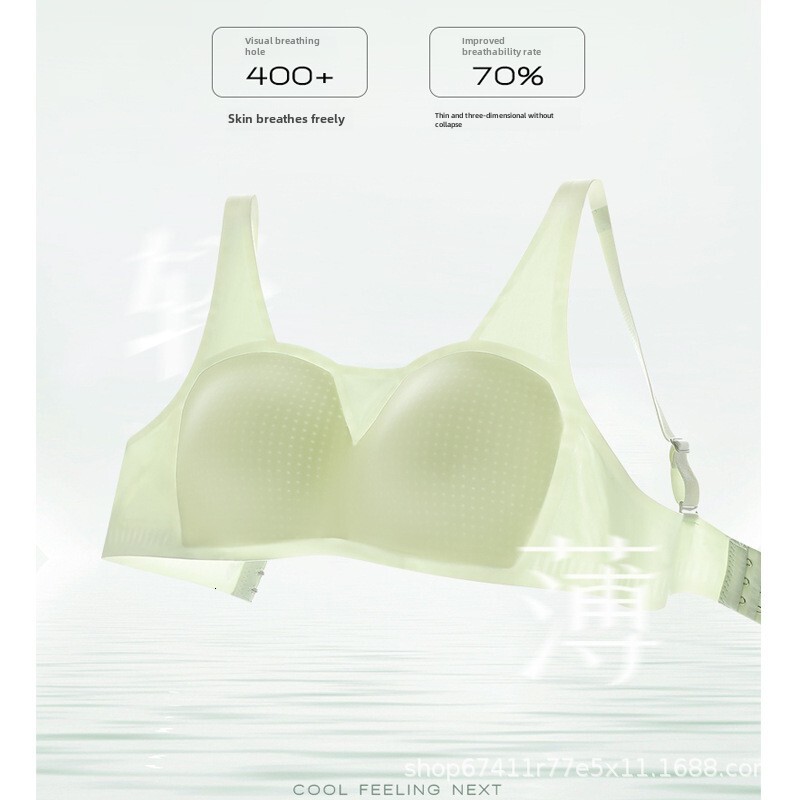 Untouched lingerie for women in summer, ultra-thin style with large small chest, gathered anti sagging, no steel ring, breathable and beautiful back b