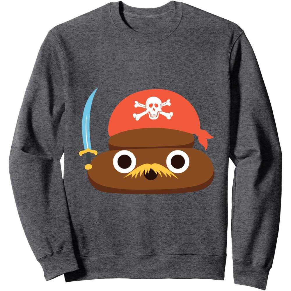 Long Sleeve Shirts for Men sweatshirt Blonde Moustache Smile Poop Pirate Funny Cartoon Sweatshirt T shirt Tee Streetwear Casual tops clothes