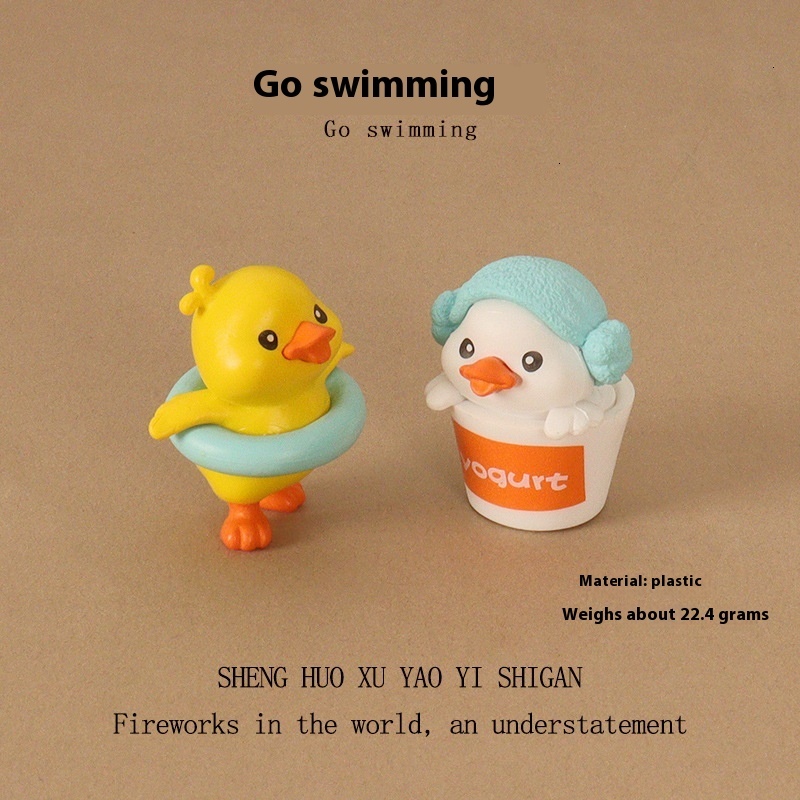 Charming Small Plastic Bathing Duck Sculpture Perfect Desk Accessory and Collectible Art Piece