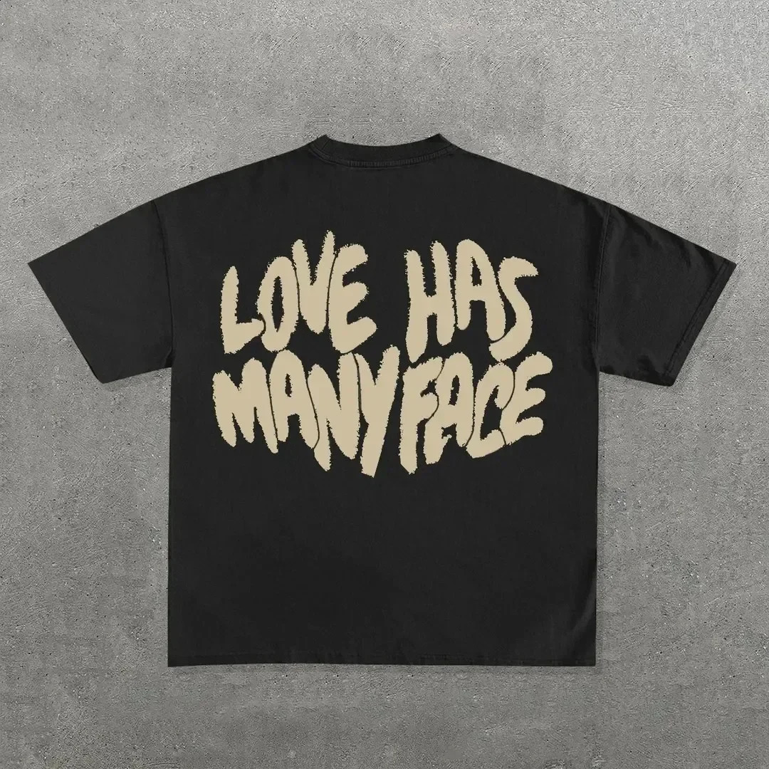 Streetwear Y2k T Shirt Couple Harajuku Hip Hop Graphic Print Oversized Cotton Round Neck TShirt Gothic Short Sleeve Tops Ins 240821