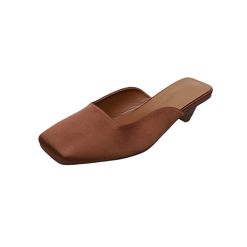 Ddmysports Suyin S Same Bass Style French Square Eaded Shallow Mouth Satin Triangle Eel Muller Cool Drag Women Summer New OUTDOOR