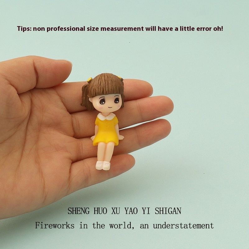 Cartoon Mini Girl Miniature Simulation Table and Chair Baby House Micro Landscape Scene Model Accessories Decorative Desktop Ornament