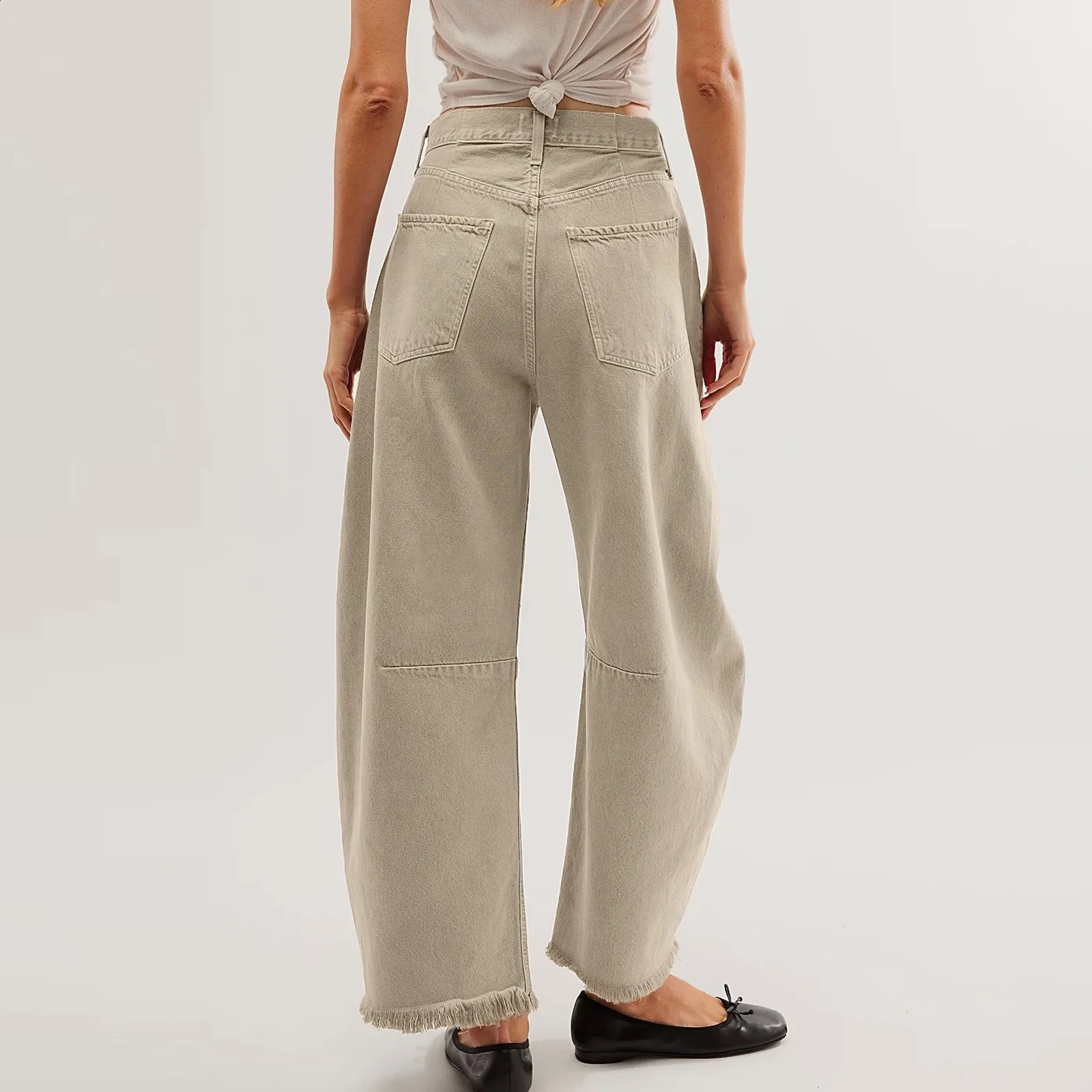 Women Baggy Wide Leg Trousers Jeans Barrel Boyfriend Cropped Hem Denim Pants Japanese 2000s Style Y2k Female Clothing 2024 240821