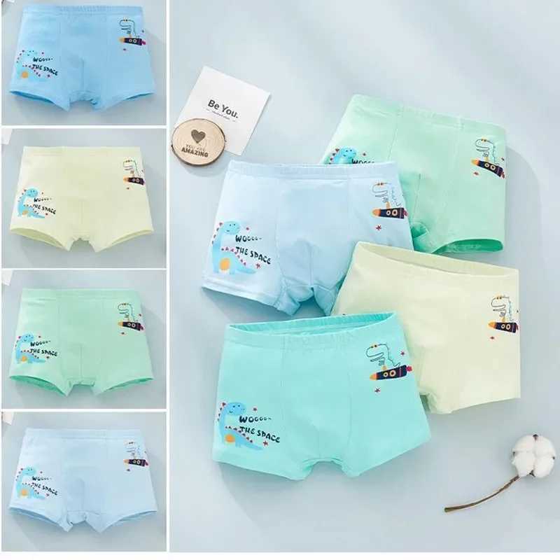 4pcs/Pack Boys Underwear Kids Milk Silk Boxer Cute Cartoon Training Boyshorts for Toddler Size 3-12 Years Y240821
