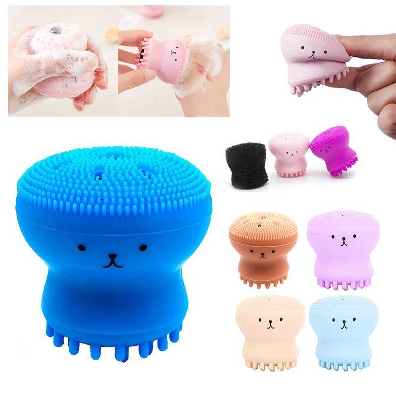 Octopus Facial Brush With Sponge Skin Cleaning Brush Face Cleaner Small Skincare Makeup Tools Y240821