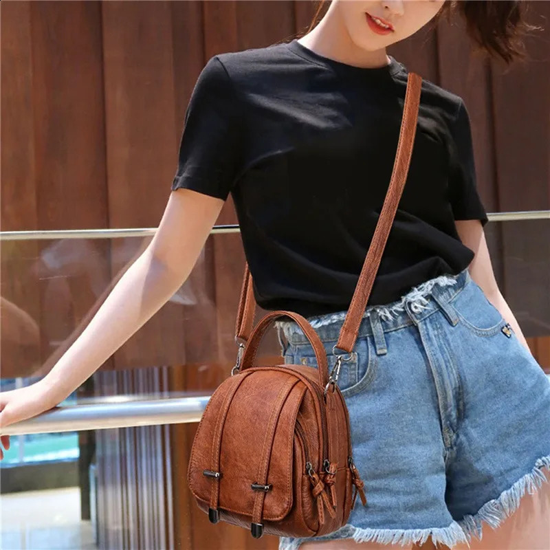 Yogodlns Vintage Small Shoulder Bag Women Soft PU Leather Crossbody Multifunction Messenger Casual Lady Handbag Bolso 240821