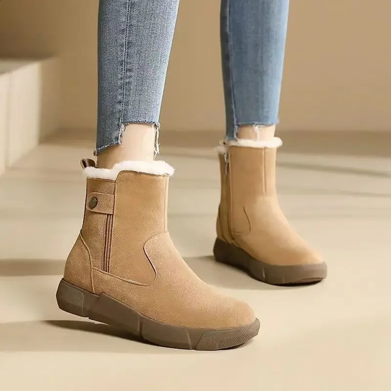 Female Shoes Booties Punk Style Combat Ladies Snow Boots Brown Studded Ankle Work Elegant Classy Offer Winter Novelty Boot 240820