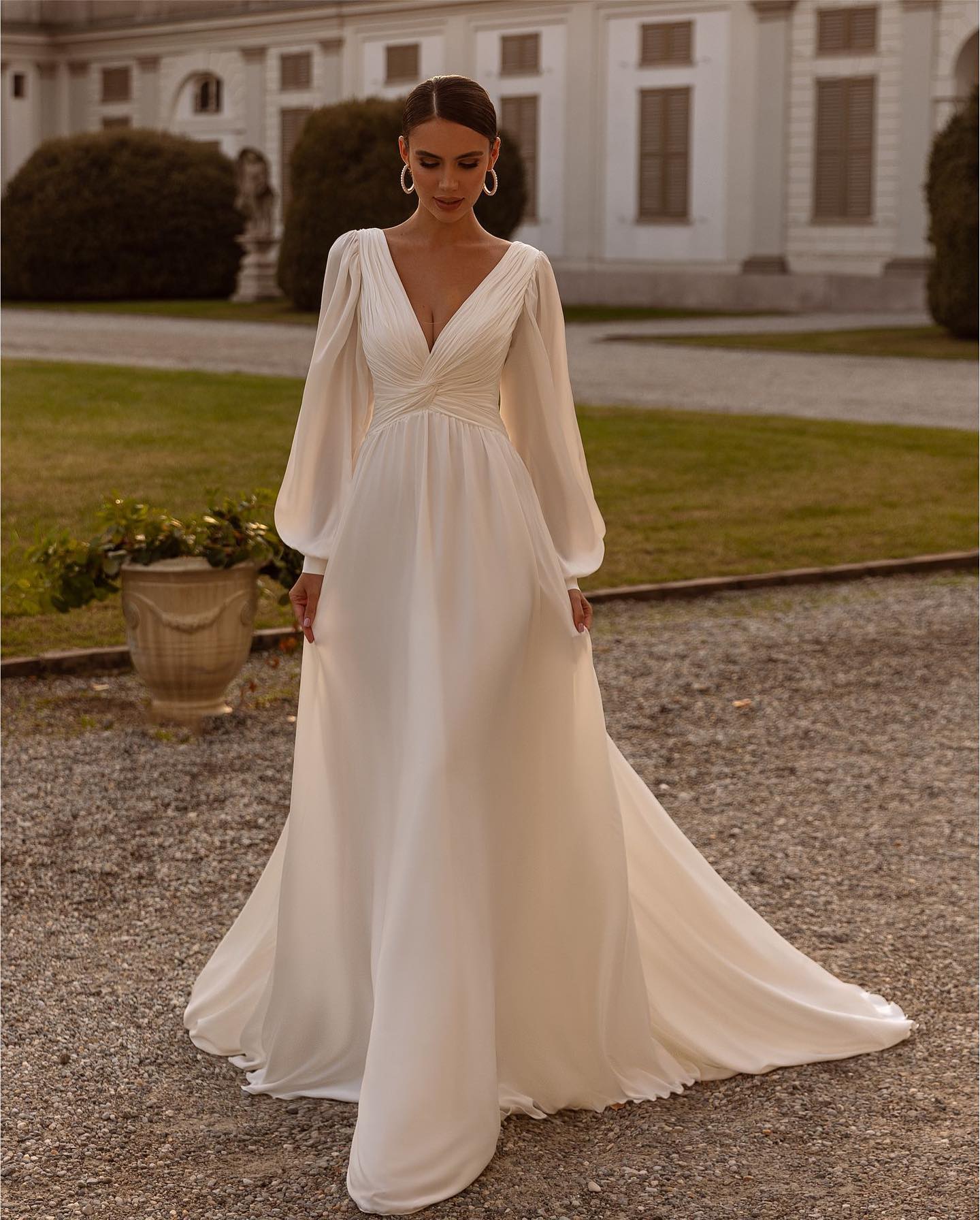 Boho Country Wedding Dresses Bridal Gown Long Sleeves A Line Chiffon Bridal Gowns Floor Length Custom Made Plus Size vestidos de novia