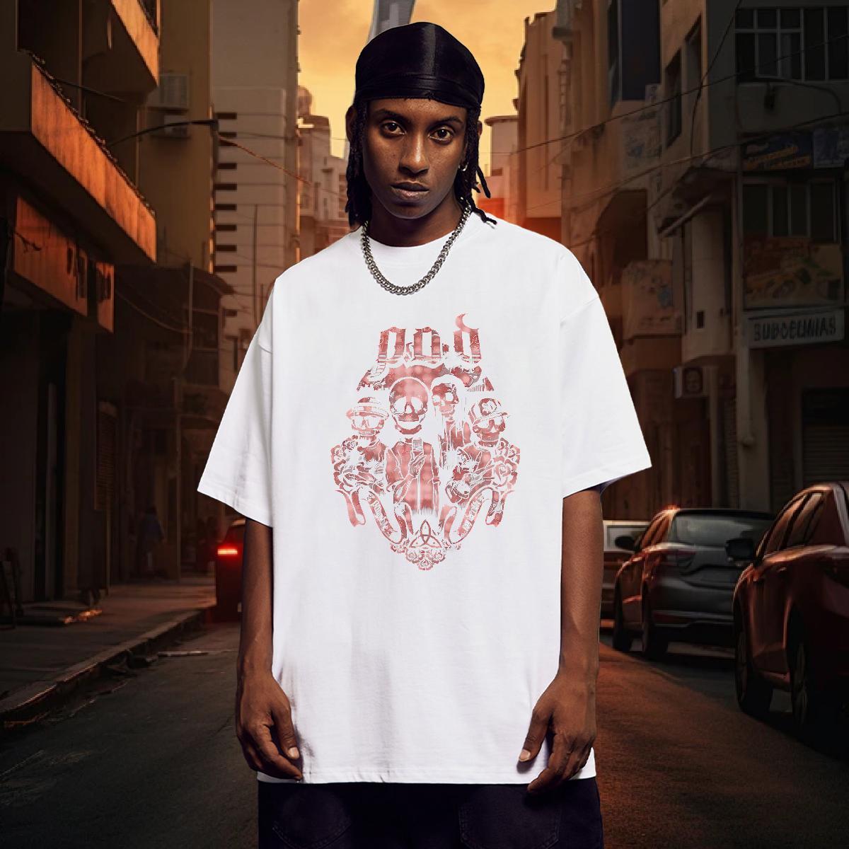Wholesale Tshirts 230g 100% Cotton High Street Hip Hop skull Breathable Short Sleeve Man T Shirts Cool Design DIY Printed Polos