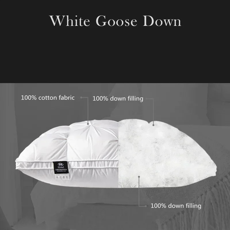 Highend down comfortable pillow5star el pillow core cotton white goose 3dimensional cervical 240820
