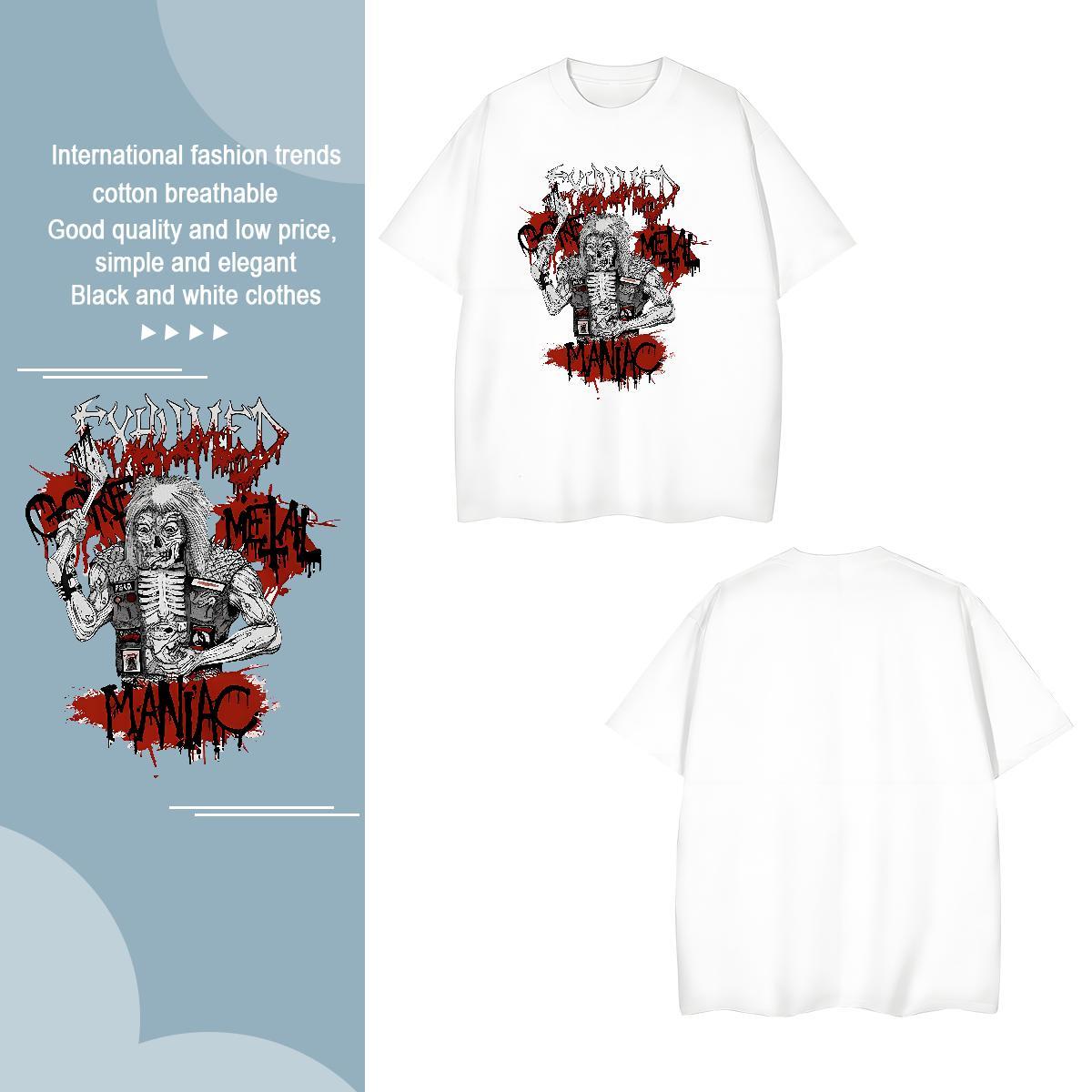 Classic skull Men Clothes T-Shirt 100% Cotton 230g T Shirts Men Plus Size Custom Hip Hop Street Breathable Cool Design Wear