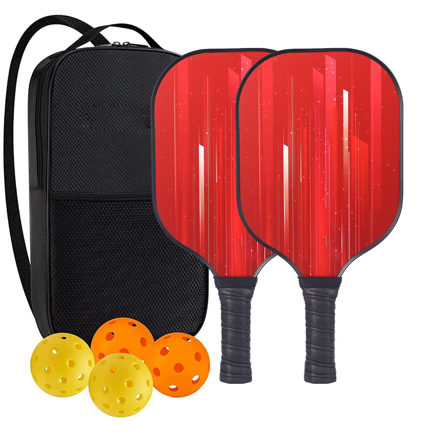 High-Performance Fiberglass Pickleball Paddle for Competitive Outdoors Games 2 Paddle & 4 ball & 1 bag 9942-9943