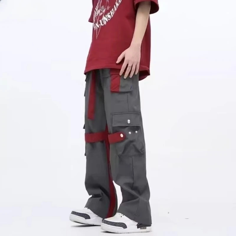 Product pants mens full matching American style streetwear Trouser unisex pocket casual fulllength patch work fashion college daily 240821