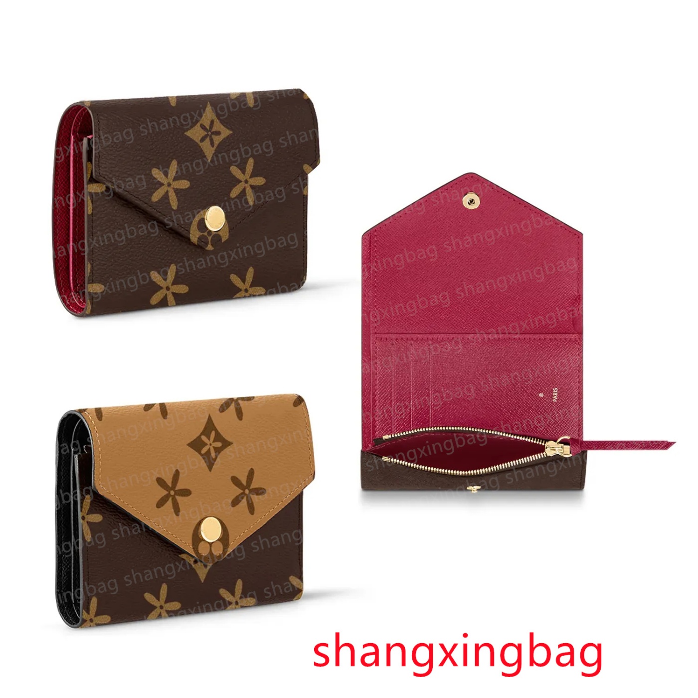 Man Women luxury Wallets Coin Purse Holder designer bag wallet purse Leather Brown Flower Victorine Credit Card holder Chain Purses Key