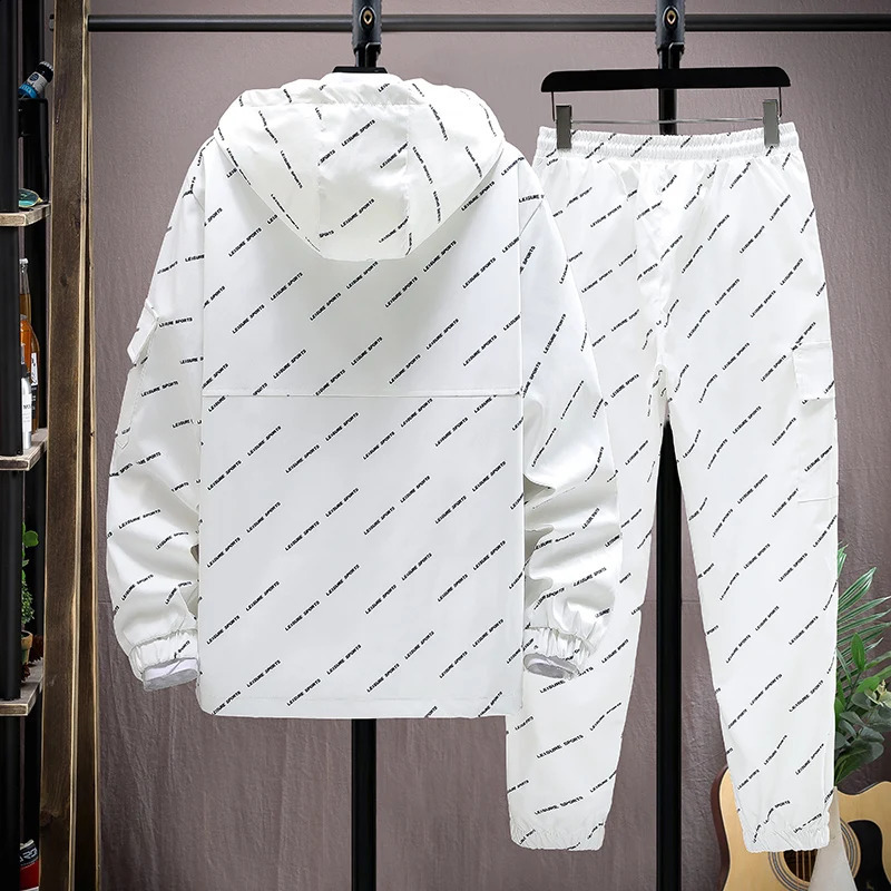 Men Tracksuit Casual Hoodies Sets Autumn Male JacketsPants Two Piece Sets Hip Hop Streetwear Sports Suit Patchwork 240821