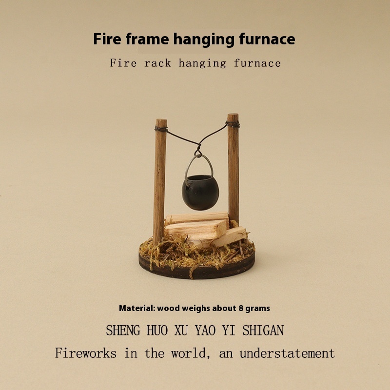 New cartoon creative hanging stove chopping wood, micro couple picnic scene, landscape decoration, baby house, home accessories