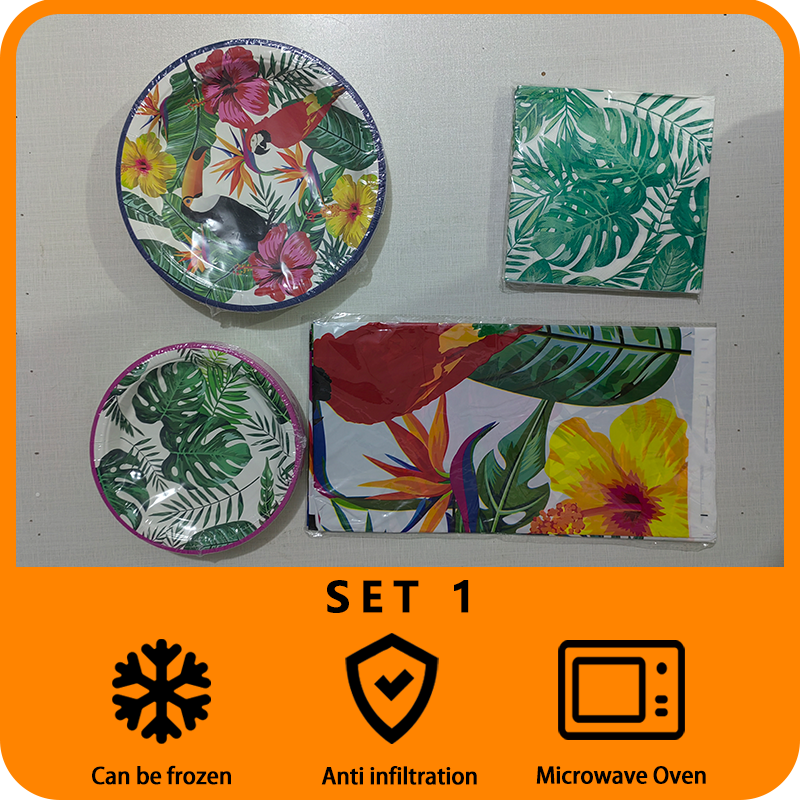 Hawaiian birthday decoration tableware set suitable for Hawaiian themed parties' birthday supplies