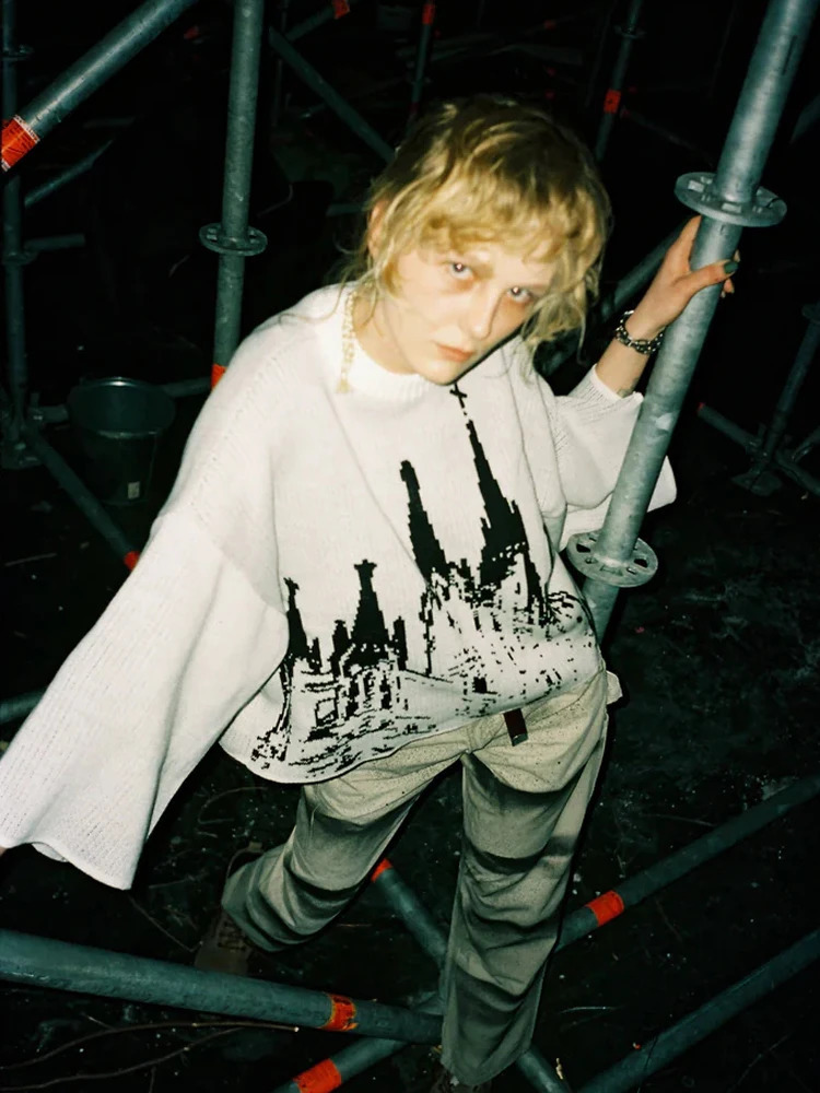 Harajuku Loose Sweater Mens Hip Hop Streetwear Winter Gothic Pullover Sweater for Womens Fashion unisex y2k clothes pullover 240821