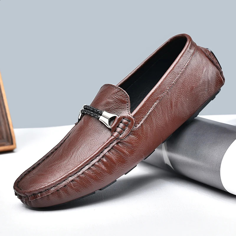Genuien leather mens cushioned mens casual shoes Moccasins lightweight boat boots Plus size 37-47 240821
