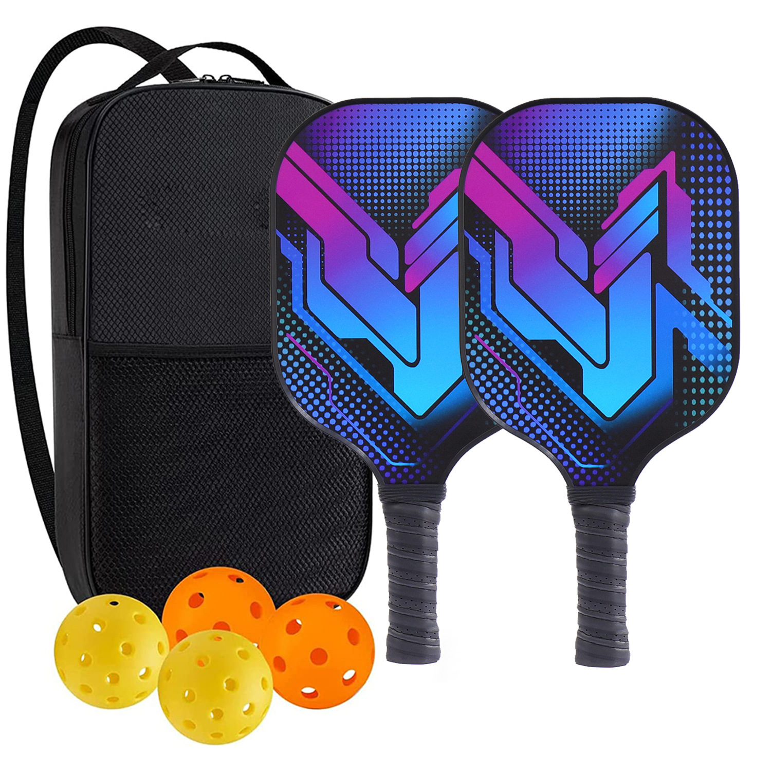 High-Performance Fiberglass Pickleball Paddle for Competitive Outdoors Games 2 Paddle & 4 ball & 1 bag 9930