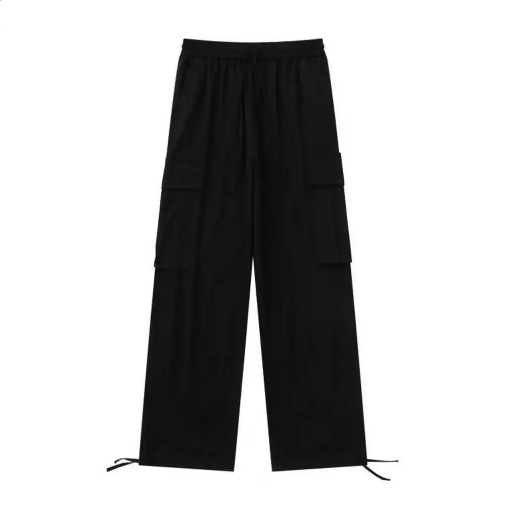 Hip Hop Men Work Trousers Solid Color Pants Retro Style Mens Cargo Pants With Elastic Waist Wide Leg Multi Pockets For Four Sea 240821