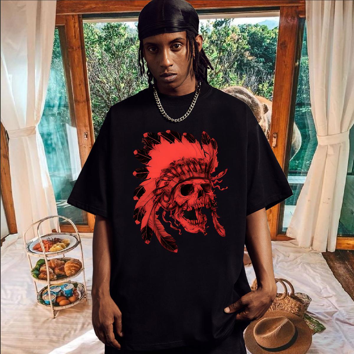 Classic Men Tshirts 230g 100% Cotton Beach scary Breathable T shirt Comfortable Graphic Tees Shirts