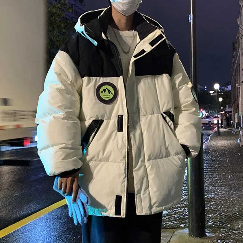 Puffer jacket Mens Parka Jacket Reflective Sticker Patchwork Heavyweight Quilted Puffer Coat With Hood Winter Resistant Ski Jacket For Men M240821