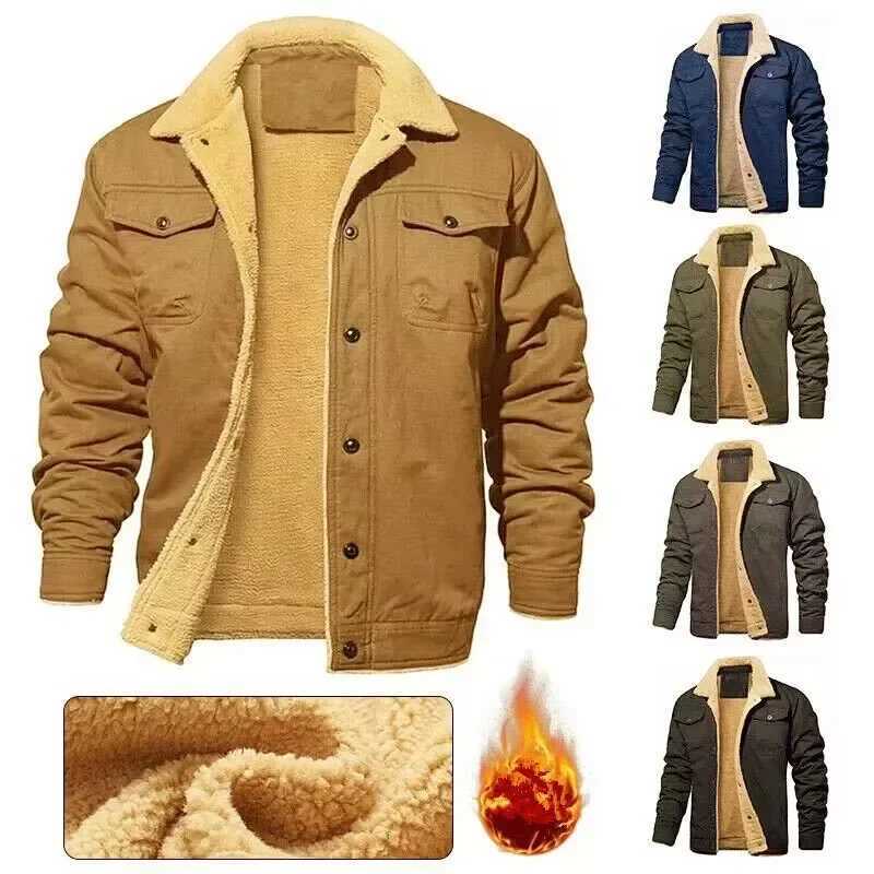 Mens Plush Cotton Jacket Work Clothes Casual Outerwear New Style Autumn and Winter men jacketXJ240820