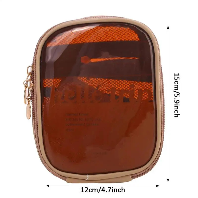 Mini Clear Travel Makeup Organizer Bag Small Cute Preppy Makeup Bag Cosmetic Zipper Toiletry Storage Clutch Coin Pouch for Women 240821
