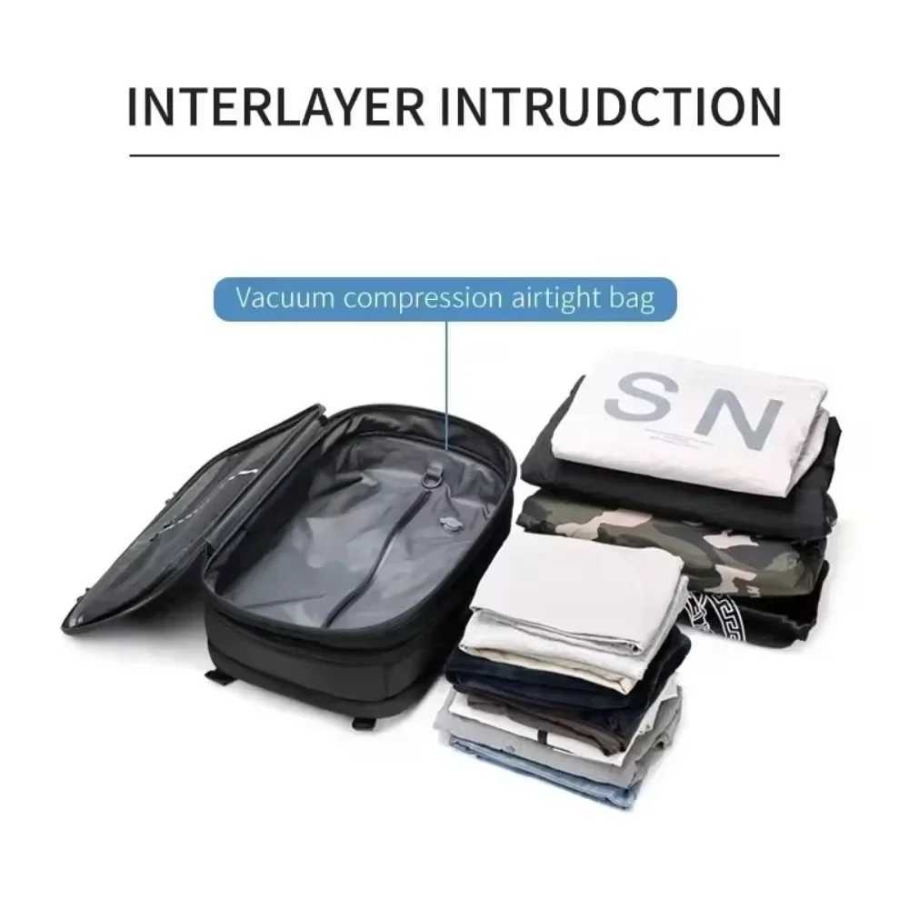 Vacuum Seal Backpack Travel Expandable Backpack with Compression Bag Airback Backpack with Air Pump Waterproof Laptop Bag Airbag CL240821