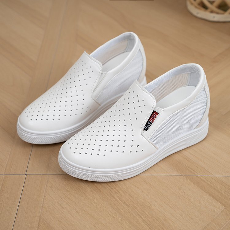 Ddmysports New Interior Height Increasing Women S Summer Versatile Breathable Perforated Casual Shoes One Foot Mesh OUTDOOR