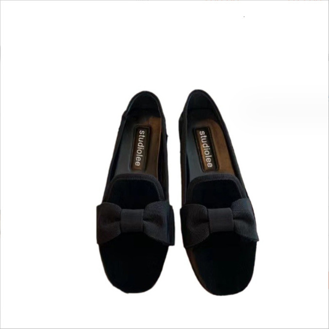 Ddmysports Grape Mom S Same Style Amin Family Wearing Velvet Bow Le Fu Women French Flat Single Shoes OUTDOOR