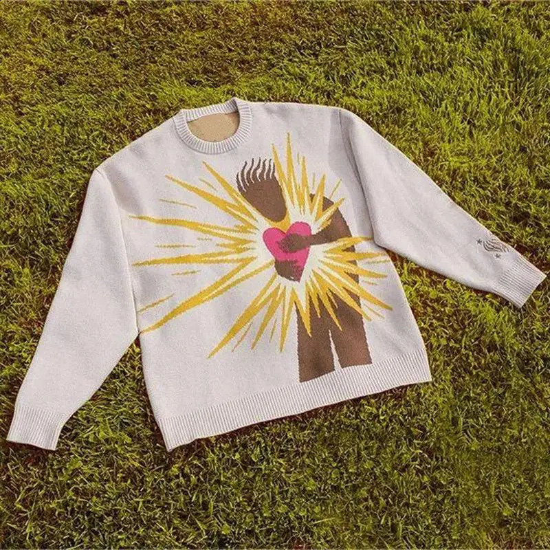 Womens street fashion clothing Harajuku knitted sweater winter floral loose retro aesthetic Y2K Gothic EMO top 240821