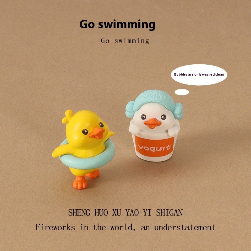 Charming Small Plastic Bathing Duck Sculpture Perfect Desk Accessory and Collectible Art Piece