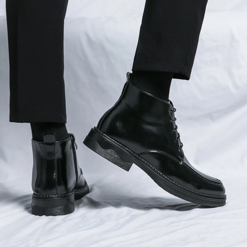 Urban Type Mens Concise Leather Boots Fashion Mens Premium Business Shoes Casual Boots Korean Ankle Boots Mens Office Daliy Boots 240821