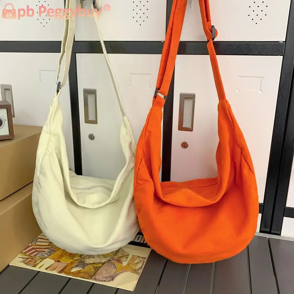 Messenger Bag Crescent Womens Cross Body Bag Solid Color Simple Fashion Japanese Style Casual Large Capacity Travel Sling Bag 240820