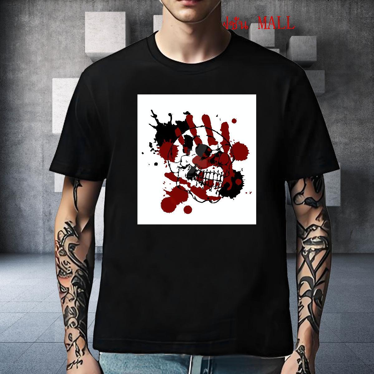 2024 Summer Tshirts 230g Pure Cotton Outdoor skull Breathable Crew Neck Men T Shirts Popular DIY Logo Oversized Clothes