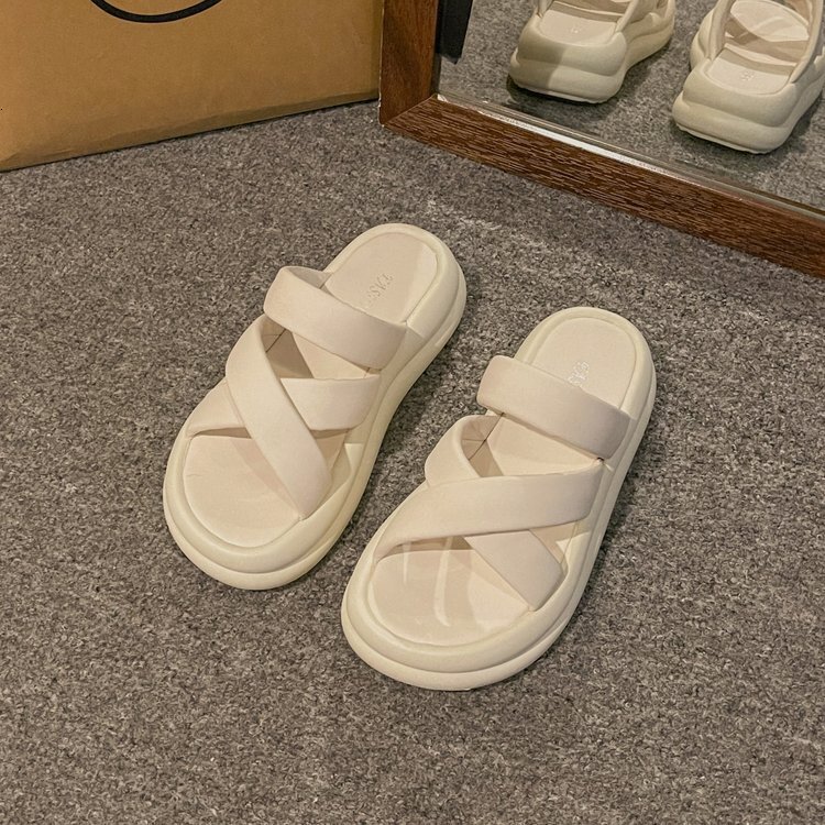 Ddmysports Thick Soled Slippers Women Summer Fashionable Versatile Woven In A Straight E Suitable For External Wear Non Slip And Casual Cooldown OUTDO