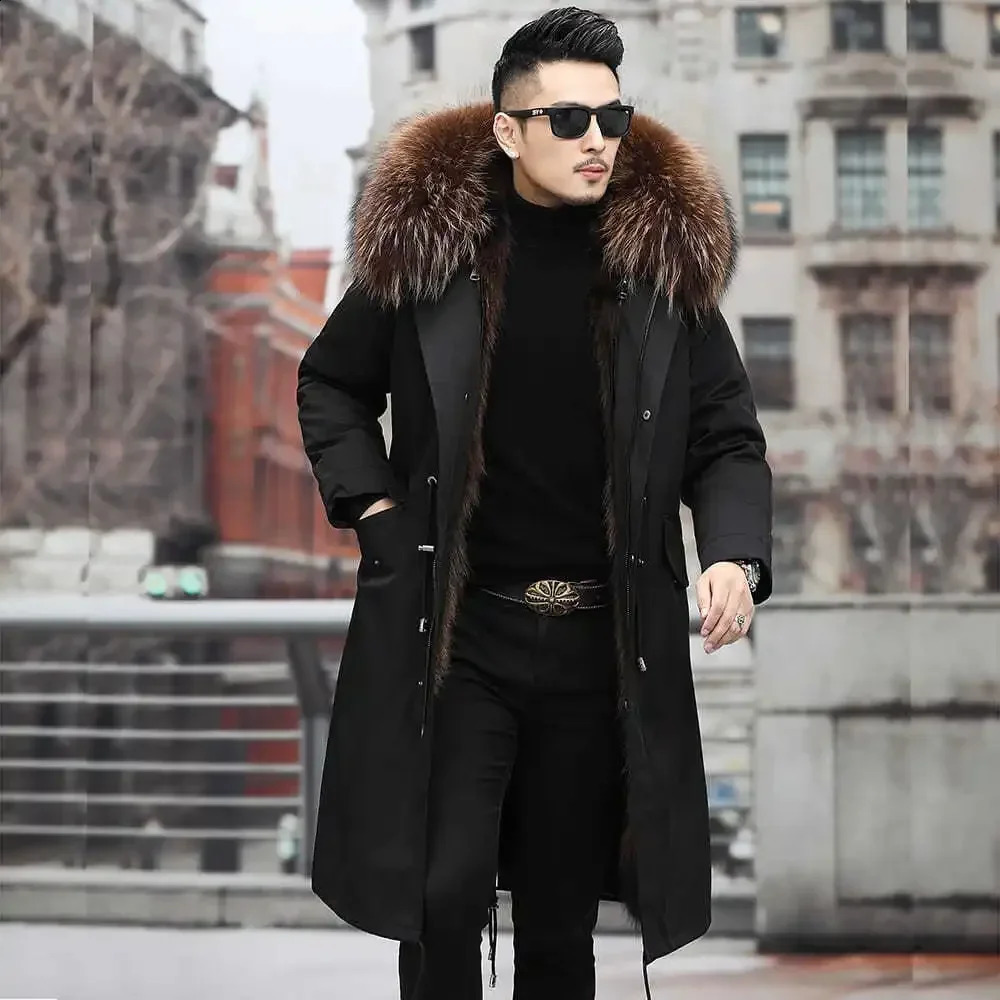Bomber Jackets for Men Thick Warm Coat Style Pie Overcomes Mens Fur Midlength Mink One Detachable 240821