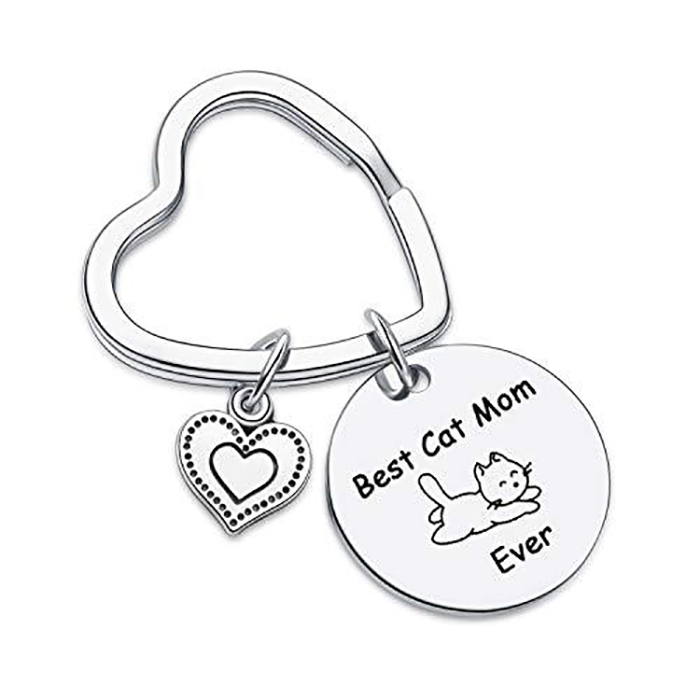 Friendship inspirational stainless steel engraved keychain sunflower peach heart gift for friends and girlfriends