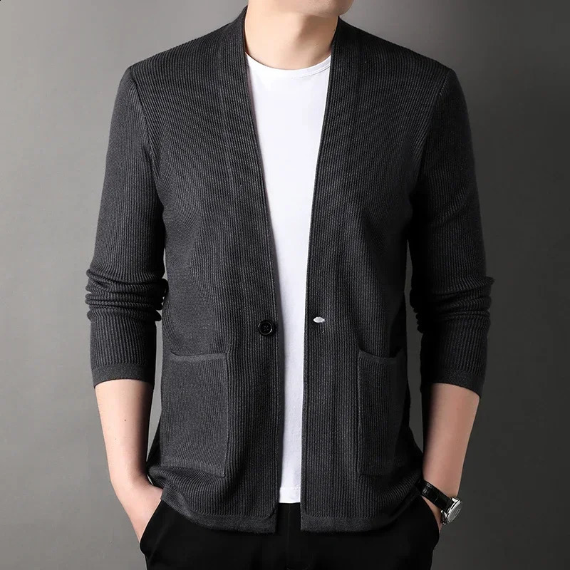 High Quality Mens Knitted Cardigan Buttonless Casual Comfortable and Versatile Suits Man Clothes Coats Jacket 240821