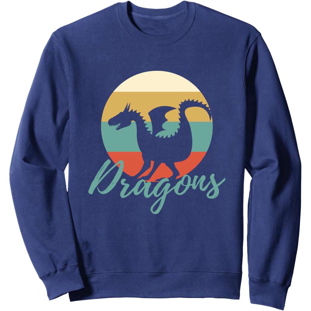 Long Sleeve Shirts for Men sweatshirt Retro Vintage Fierce Dragons Mythical Funny Gift Sweatshirt T shirt Tee Streetwear Casual tops clothes