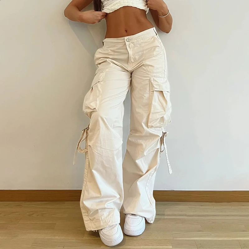 Cuteandpsycho Streetwear Runner Cargo Pants Fashion Pocket Casual Bag Handcart Loose Solid Y2K Grunge Paracut 90s 240821