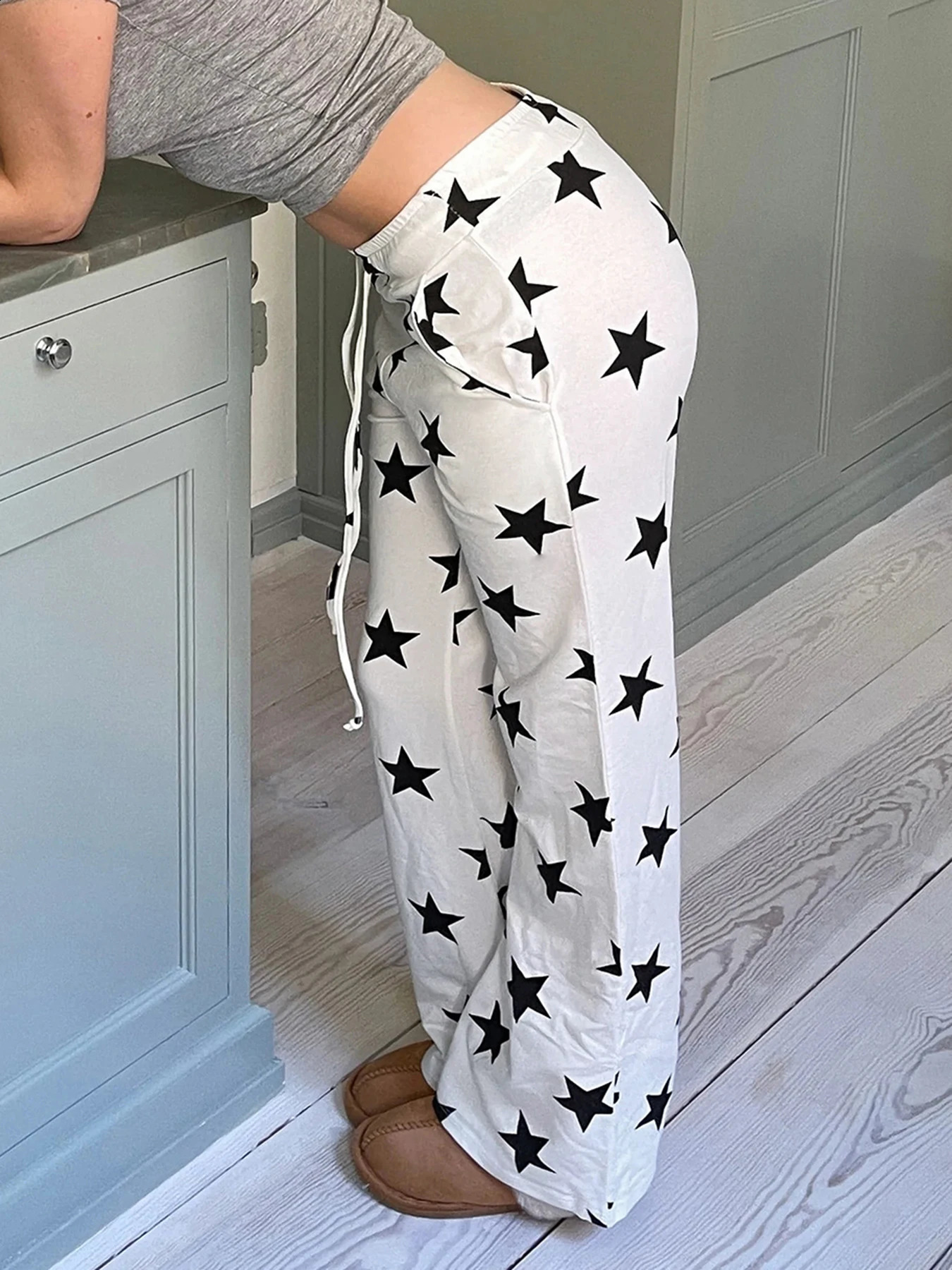 Cuteandpsycho Star Print Y2K Chic Pants Lace Street Clothing Jogger Sports Fashion Korean Harajuku Aesthetics 2000 Trousers 240821