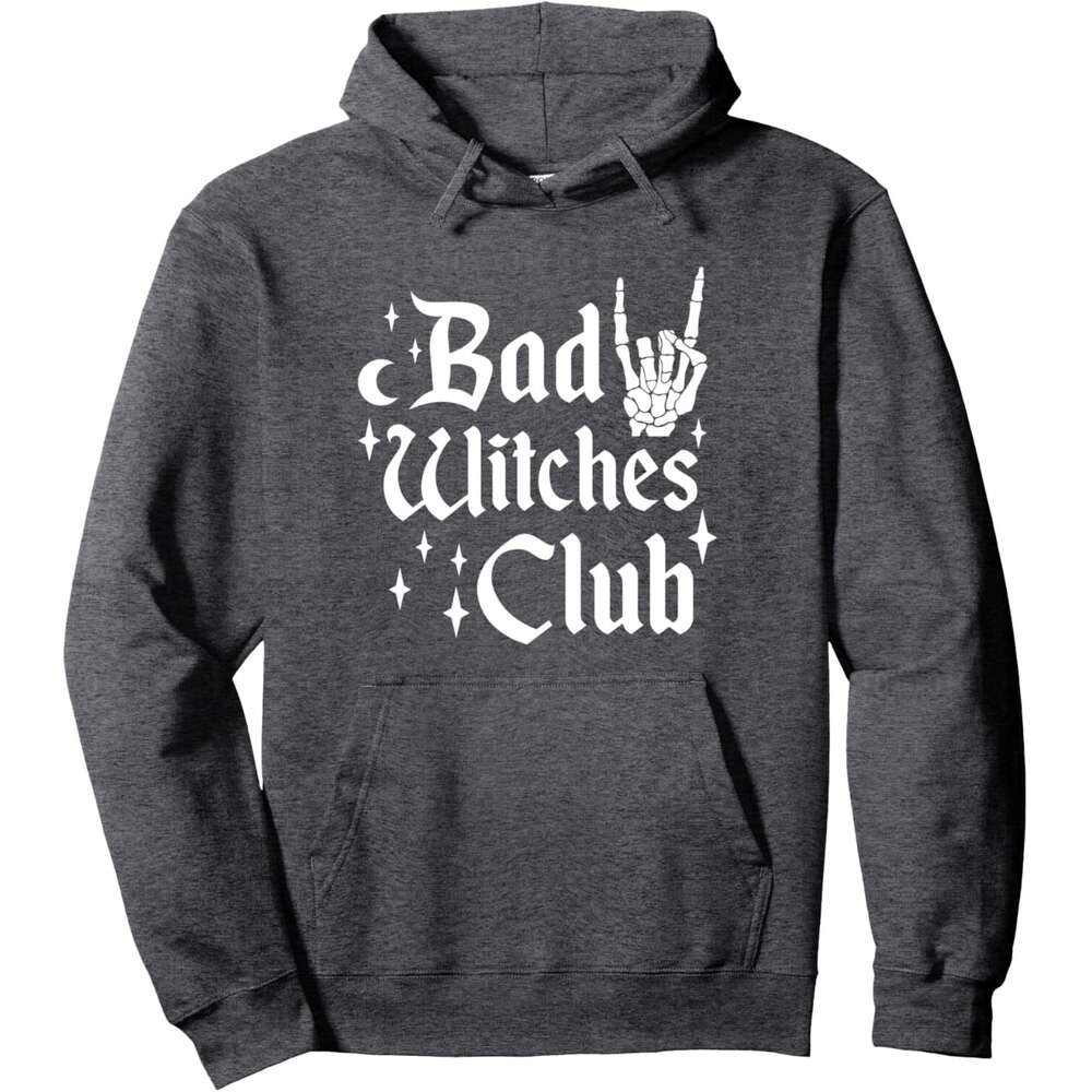 Hoodie for Mens Womens Bad Witches Club Funny Witchy Halloween Costume Girls Wiccan Pullover Hoodie Graphic Hoodies Sweatshirt Pullover Long Sleeve